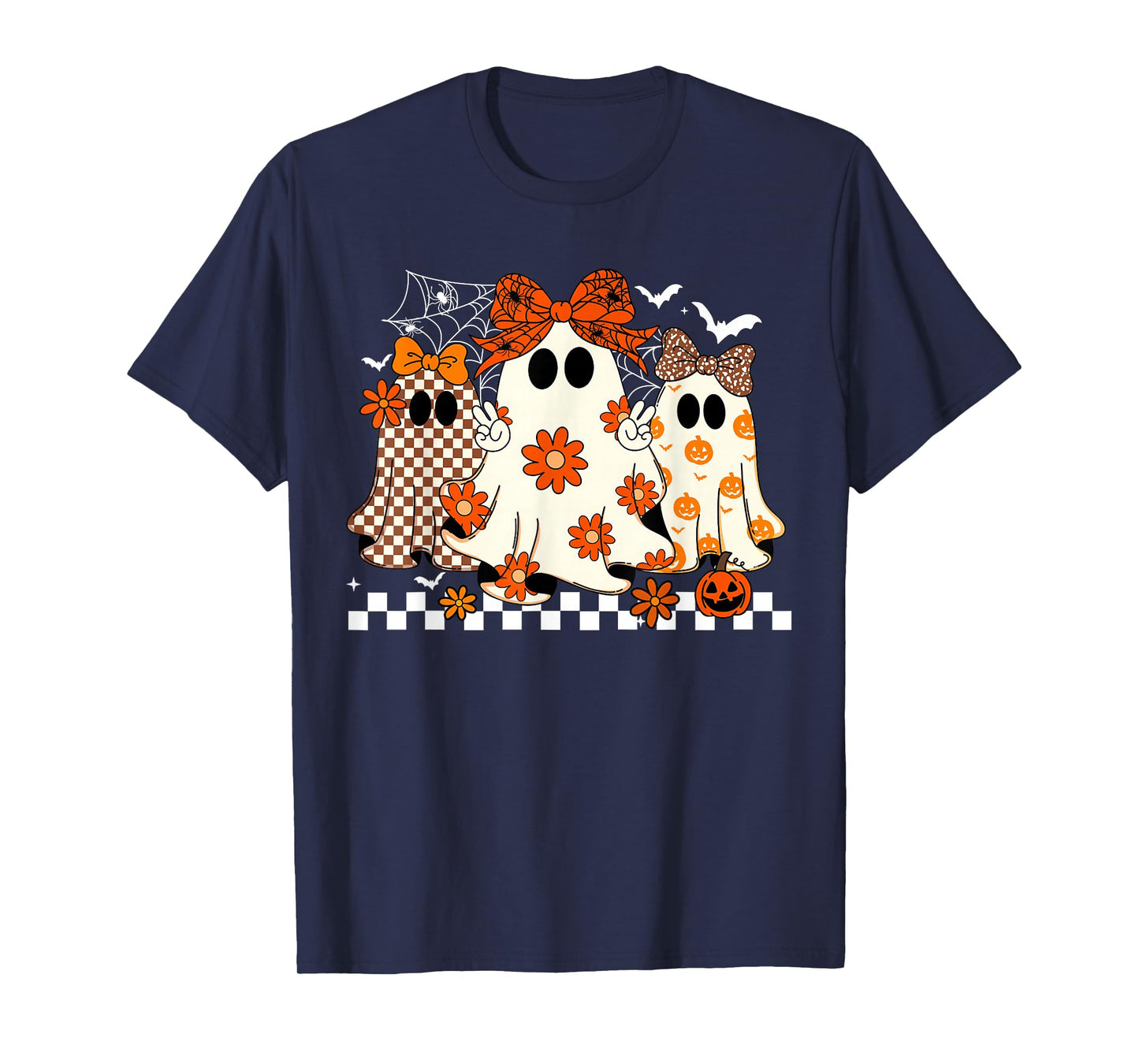 Happy Halloween Cute Ghost Flower Coquette Bow Spooky Season T-Shirt