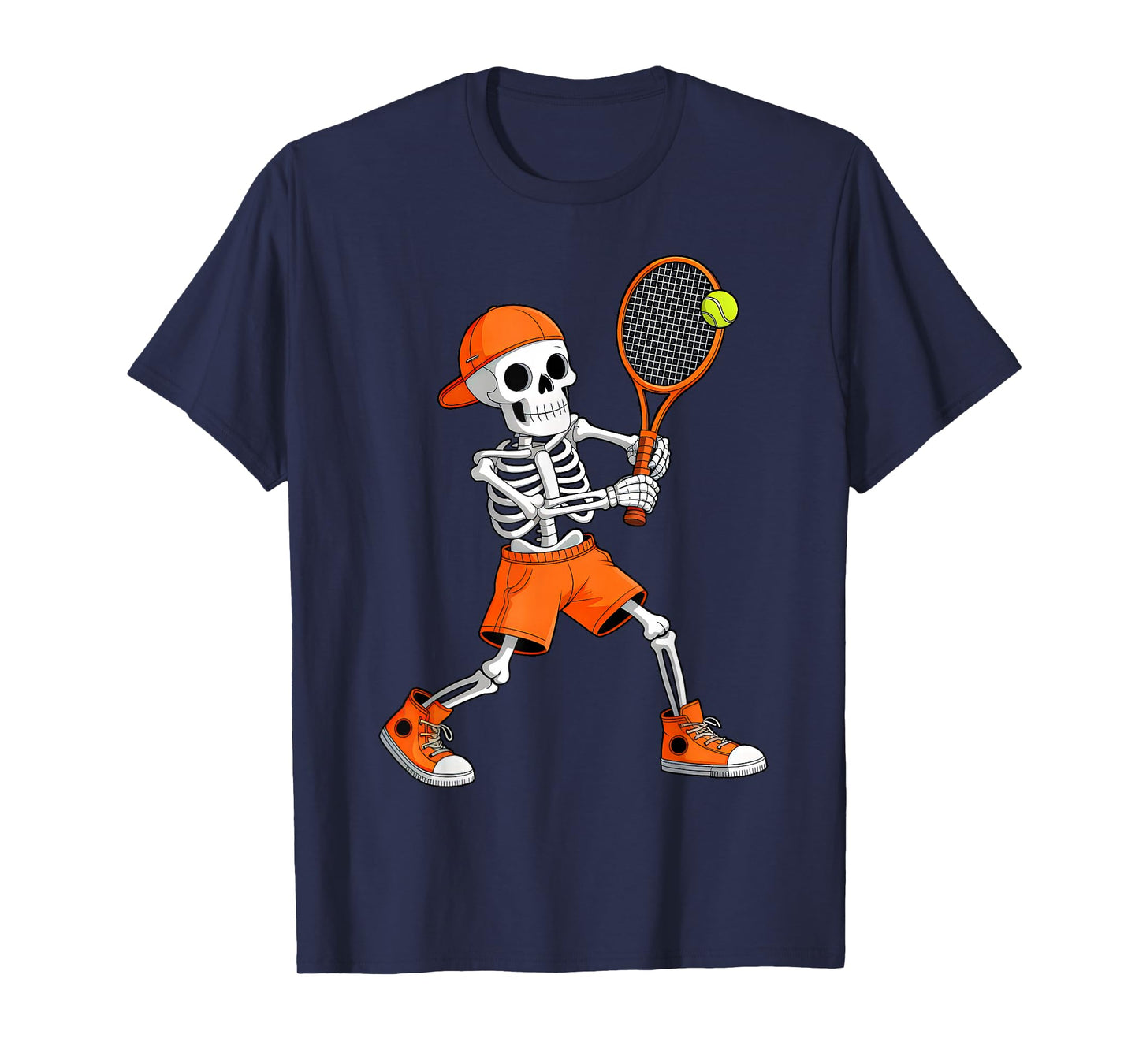 Funny Skeleton Play Tennis Halloween Costume Boys Men Kids T-Shirt