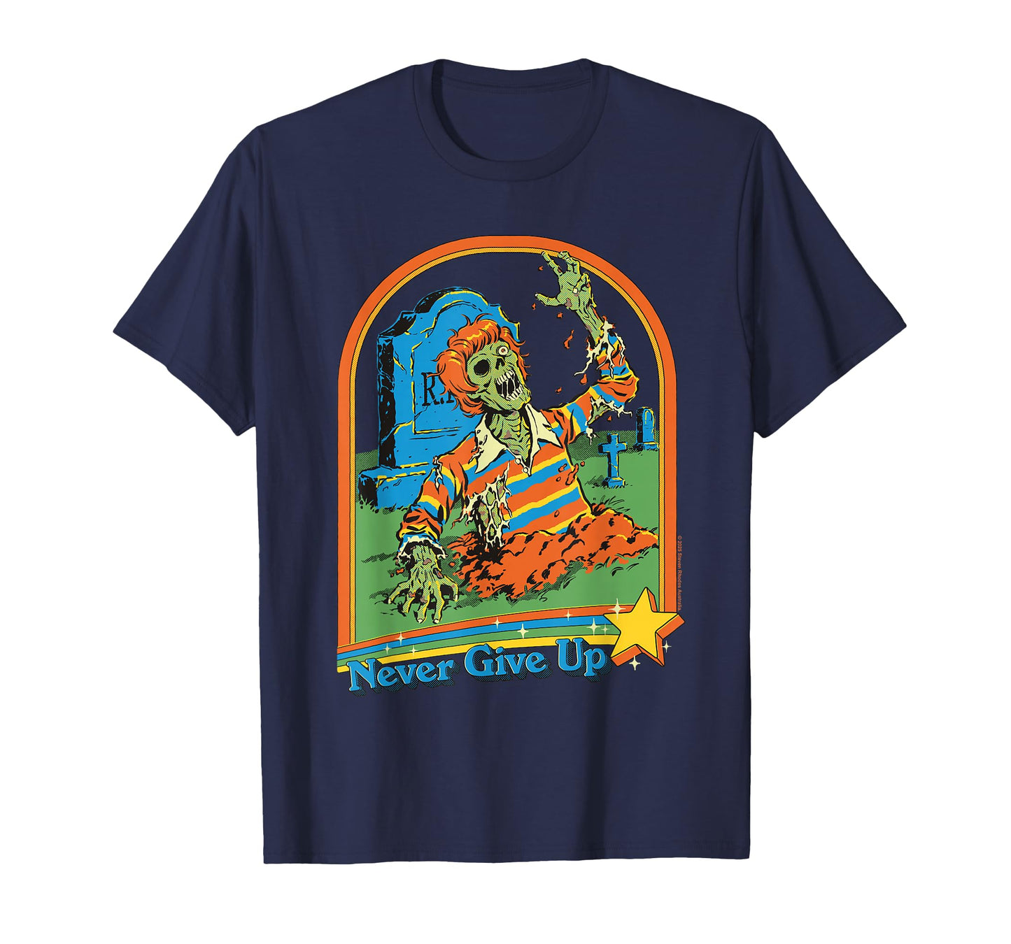 Never Give Up Zombie Sarcastic Retro Funny Adult Humor T-Shirt