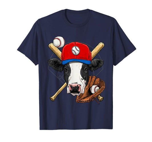 Cow Baseball Cow Lovers Baseball Player T-Shirt