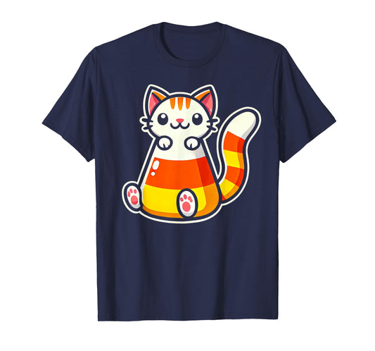 Candy Corn Cat Halloween Squish Kitty Kitten T-Shirt for Men Women Kids