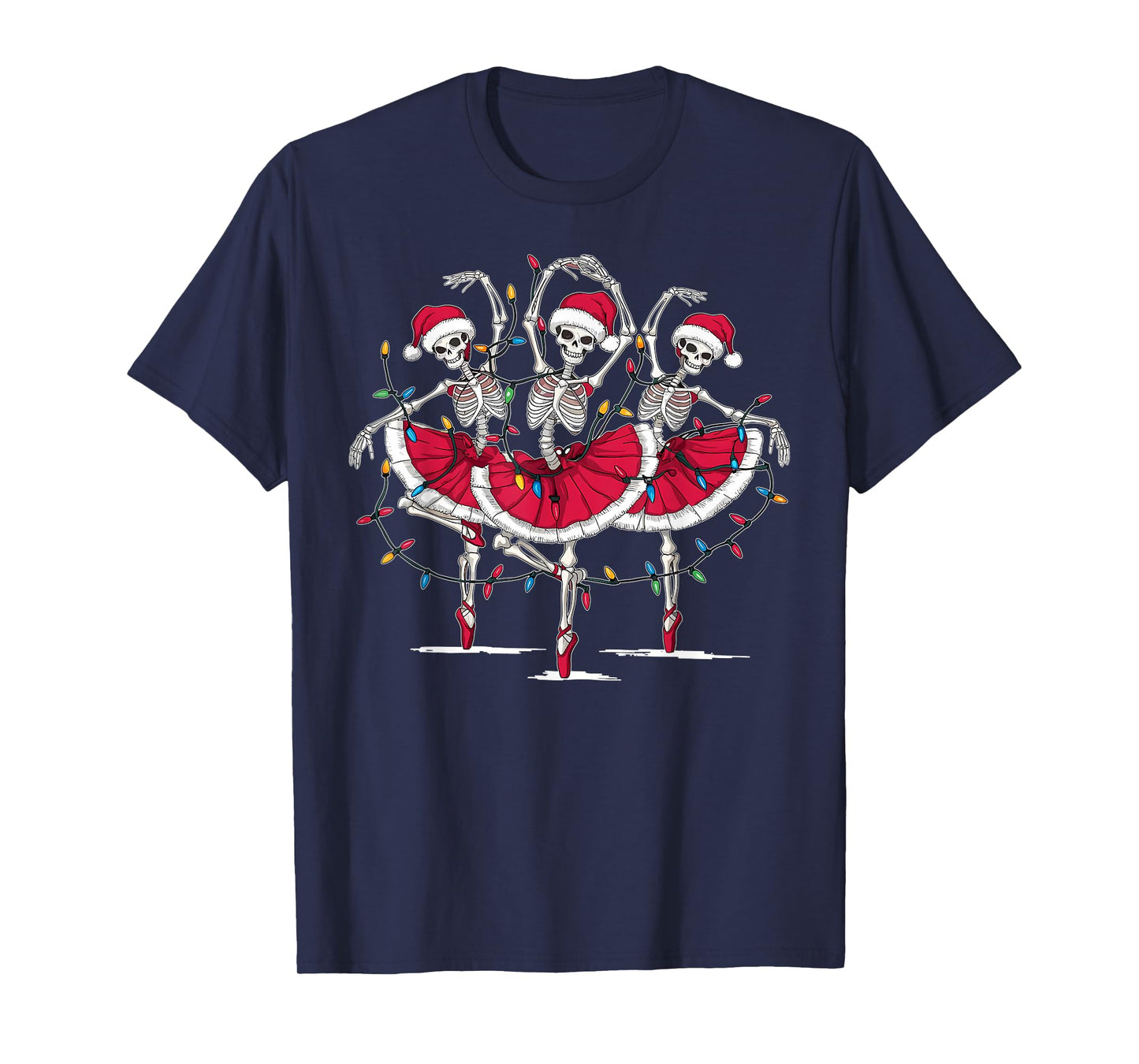 Ballerina Dancing Skeleton Santa Christmas Ballet Dancer T-Shirt