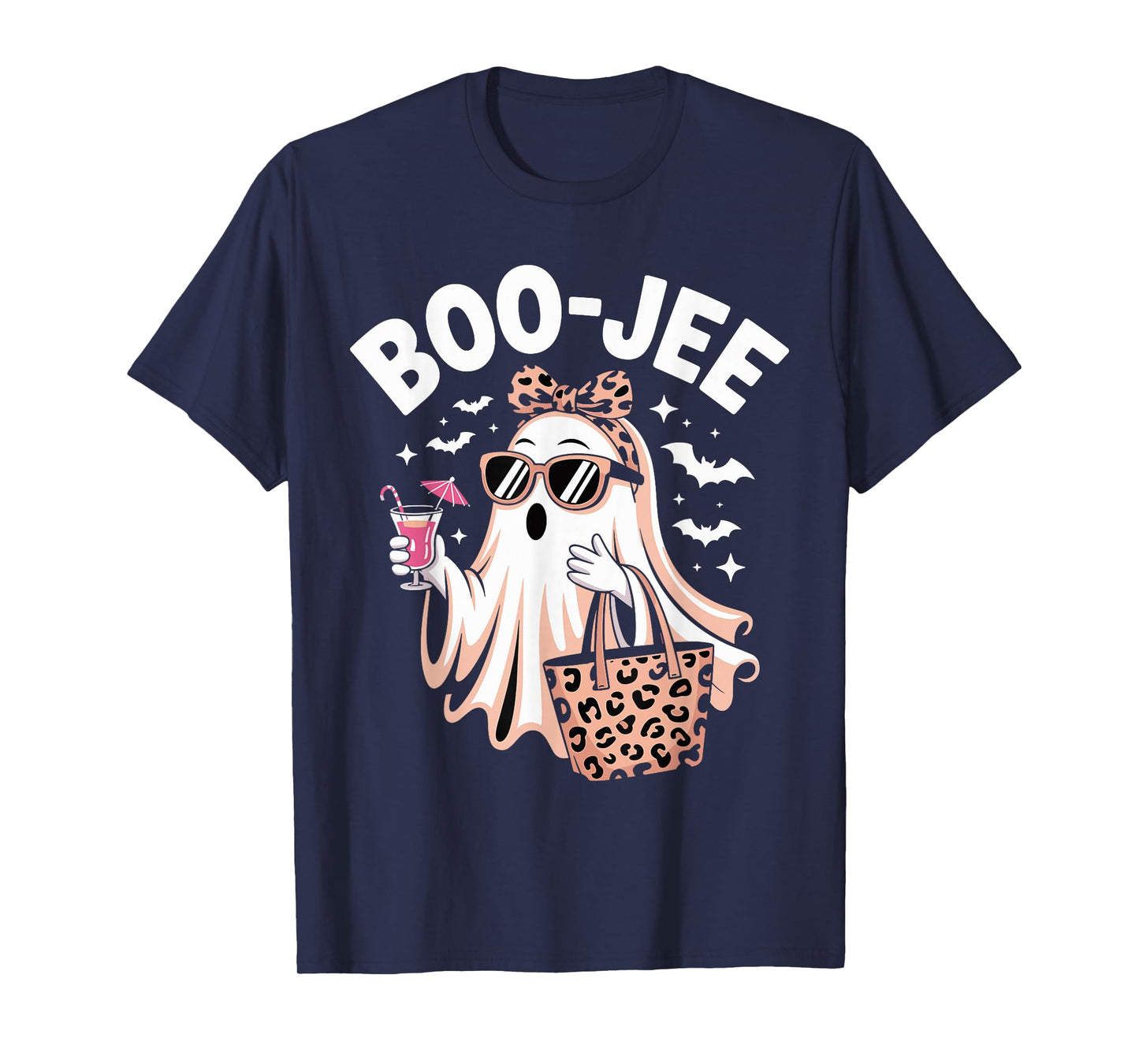 Coquette Leopard Ghost Coffee Boo-JEE Halloween T-Shirt