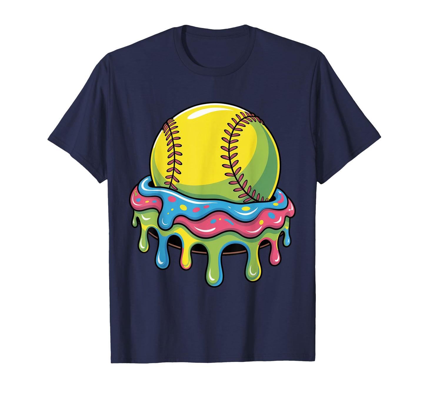 Softball Drip Ice Cream Style for Girls Women Sports Fun T-Shirt