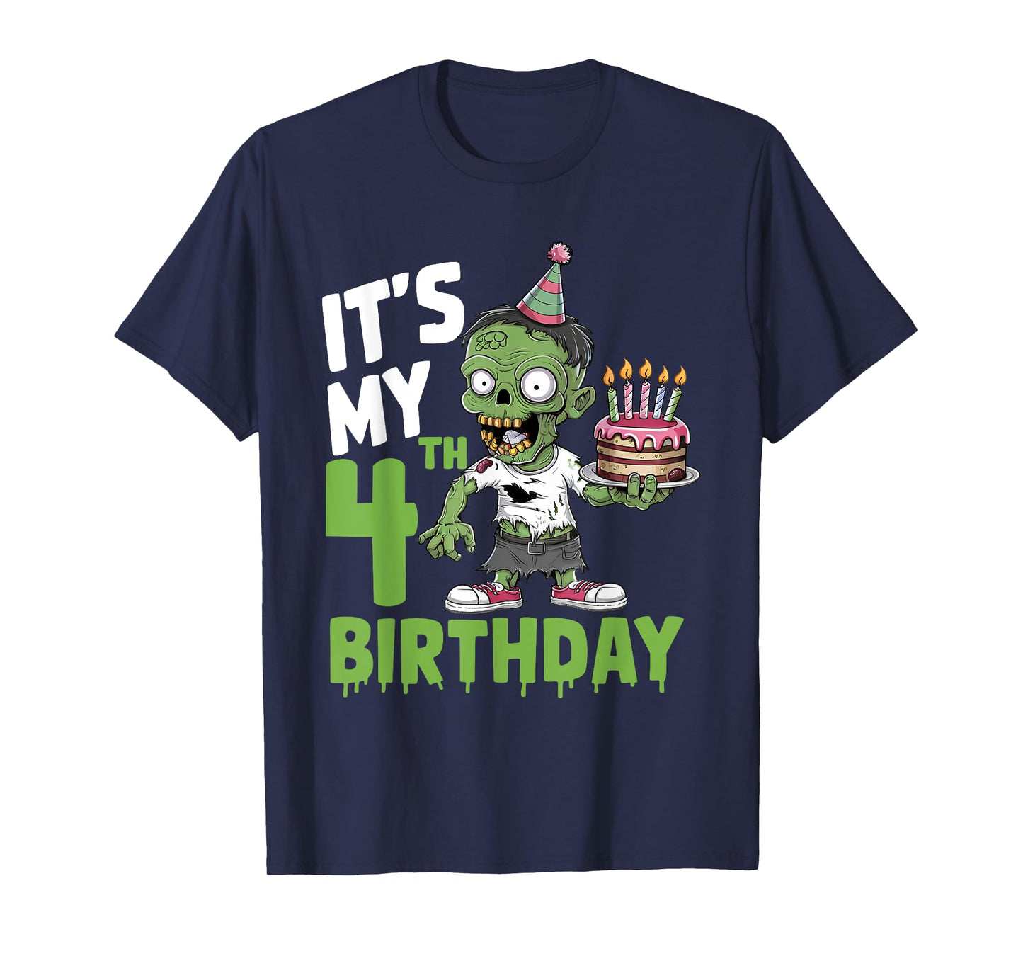 4th Birthday 4 Years Old Zombie Lover Halloween Boys Girls T-Shirt