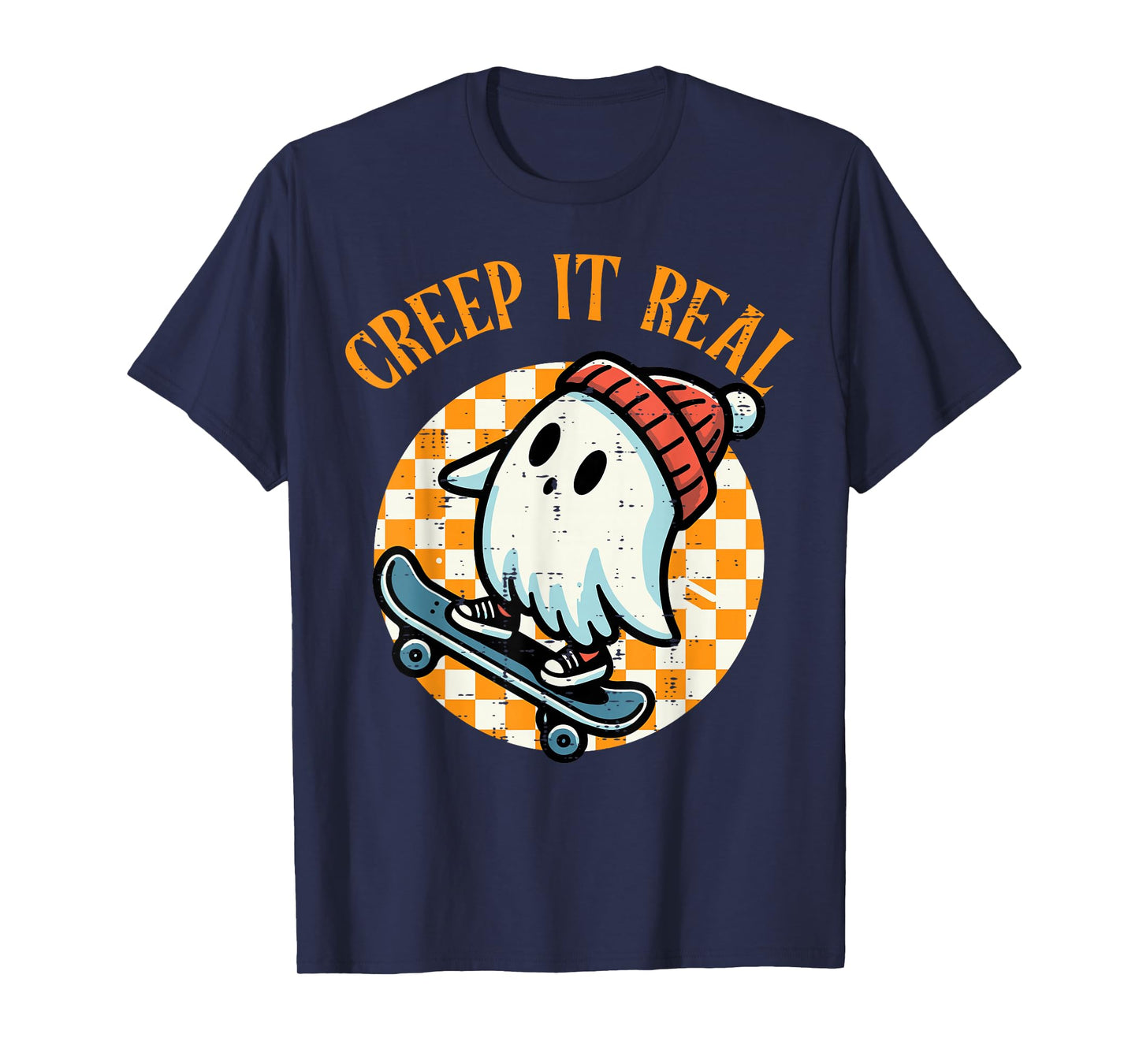Creep It Real Skater Ghost Halloween Boys Kids Teen Youth T-Shirt