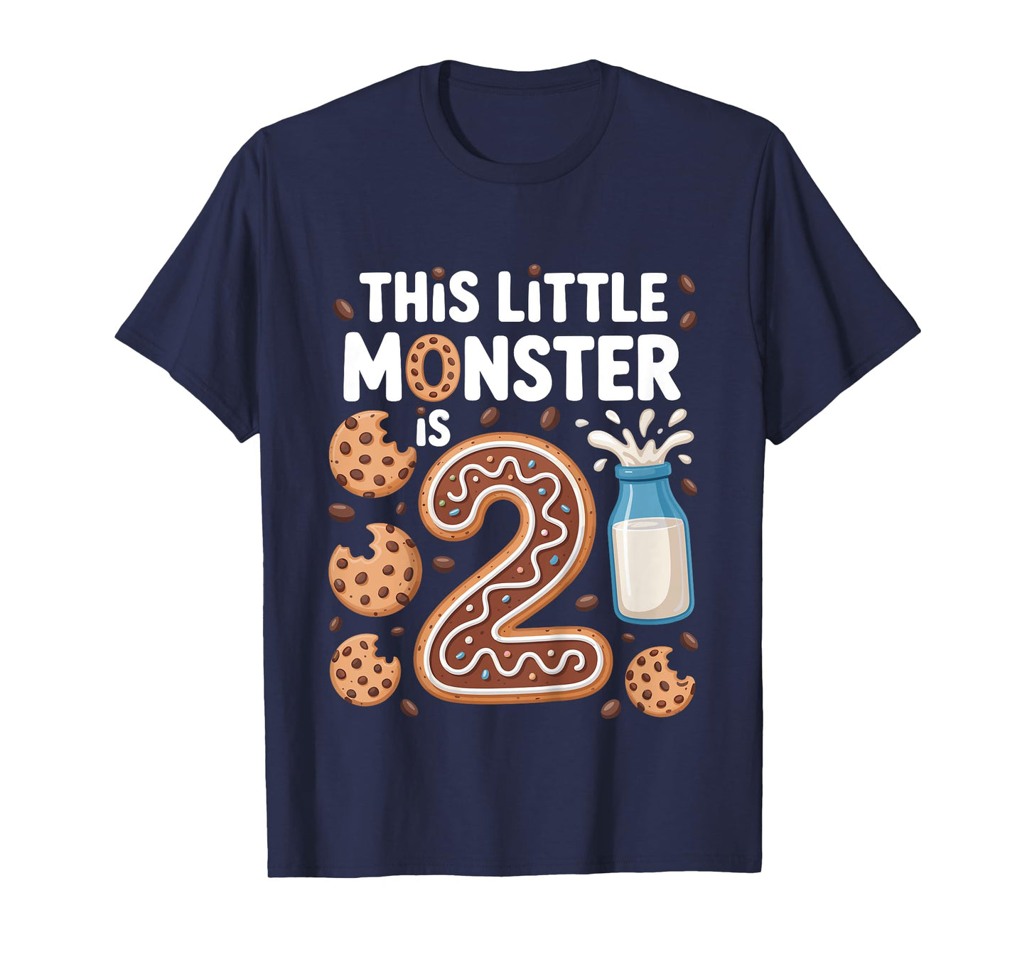 Kids This Cute Monster is 2 Cute Cookie 1st Birthday T-Shirt