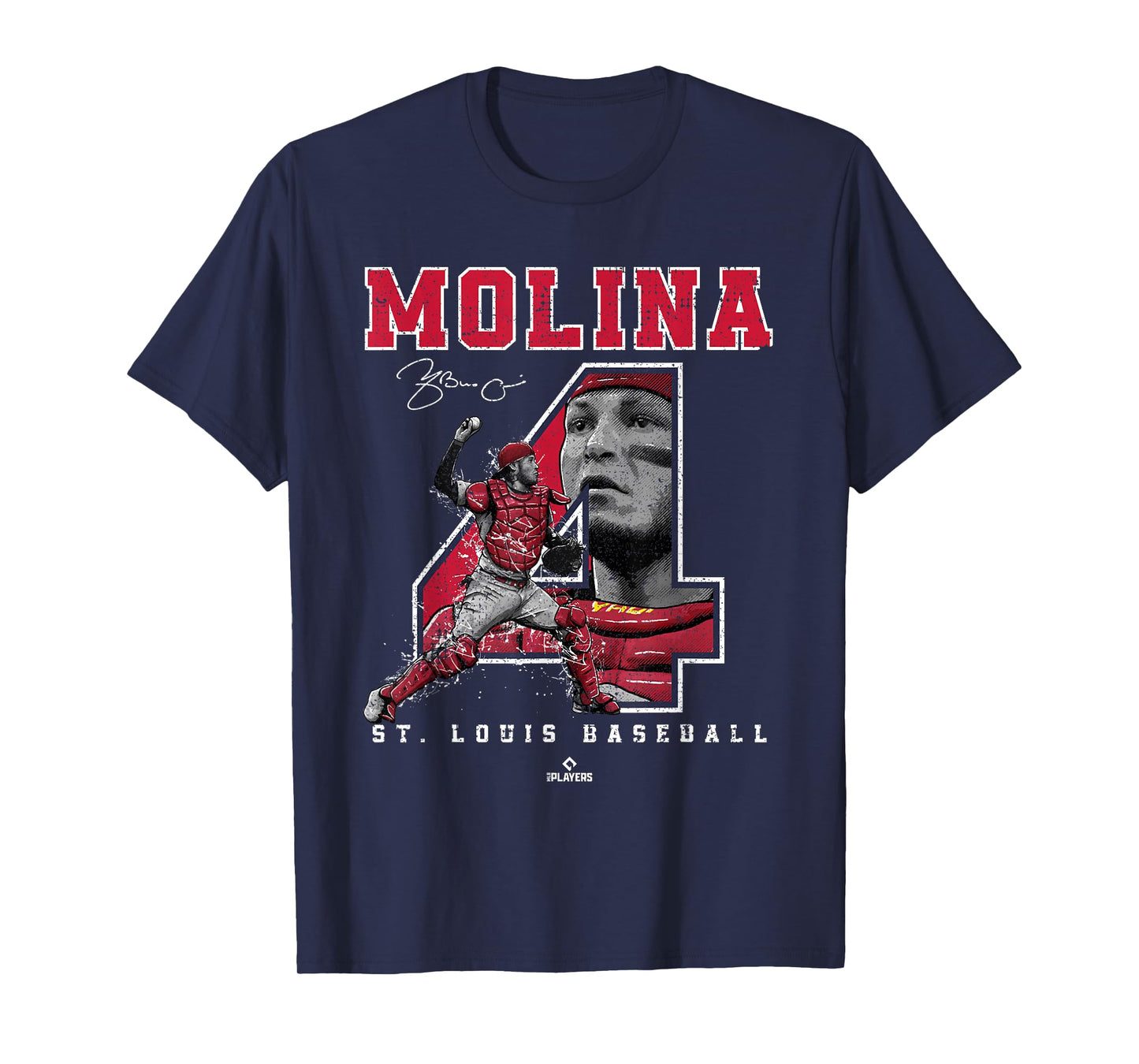 Number and Portrait Yadier Molina St Louis MLBPA T-Shirt