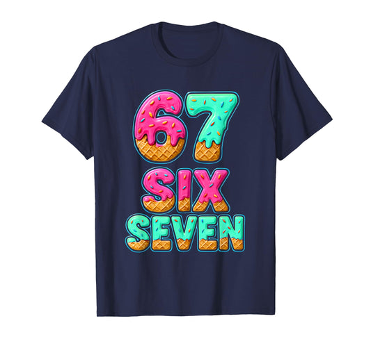 67 Ice Cream Drip Baseball Six Seven Funny 6-7 Meme Teen Boy T-Shirt