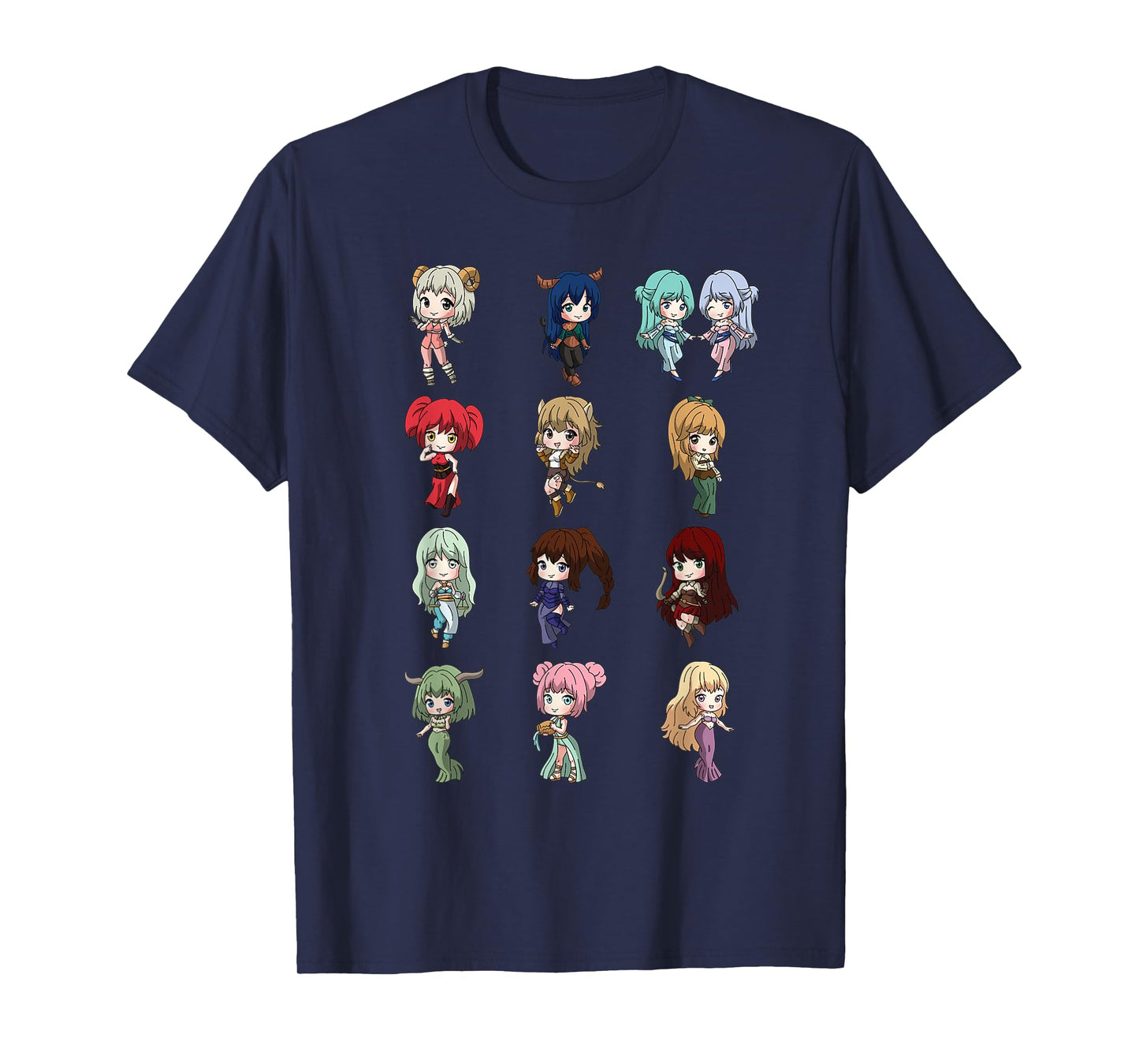 12 Horoscope Kawaii Anime Girl Zodiac Signs Astrology T-Shirt