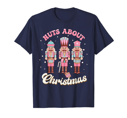 Groovy Retro Nuts About Christmas Holiday Xmas Nutcracker T-Shirt