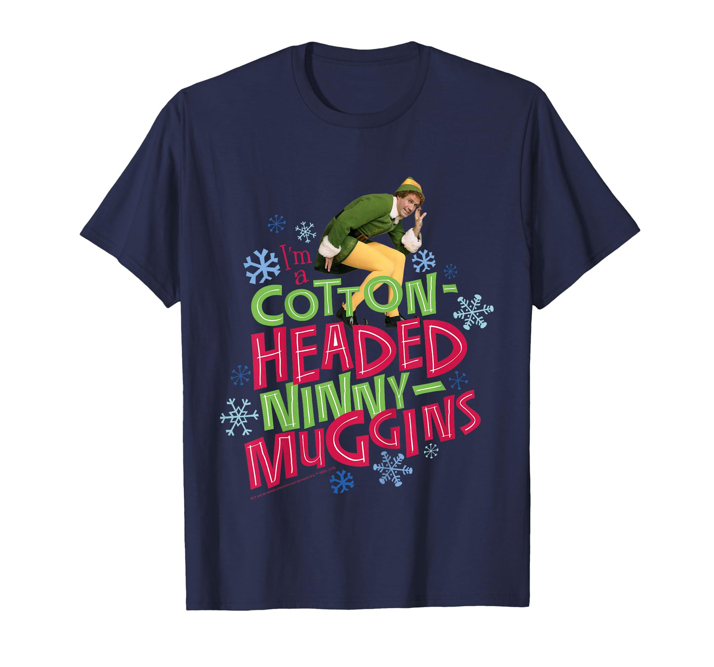 Kids Elf Buddy Cotton Headed Ninny Muggins Large Text T-Shirt