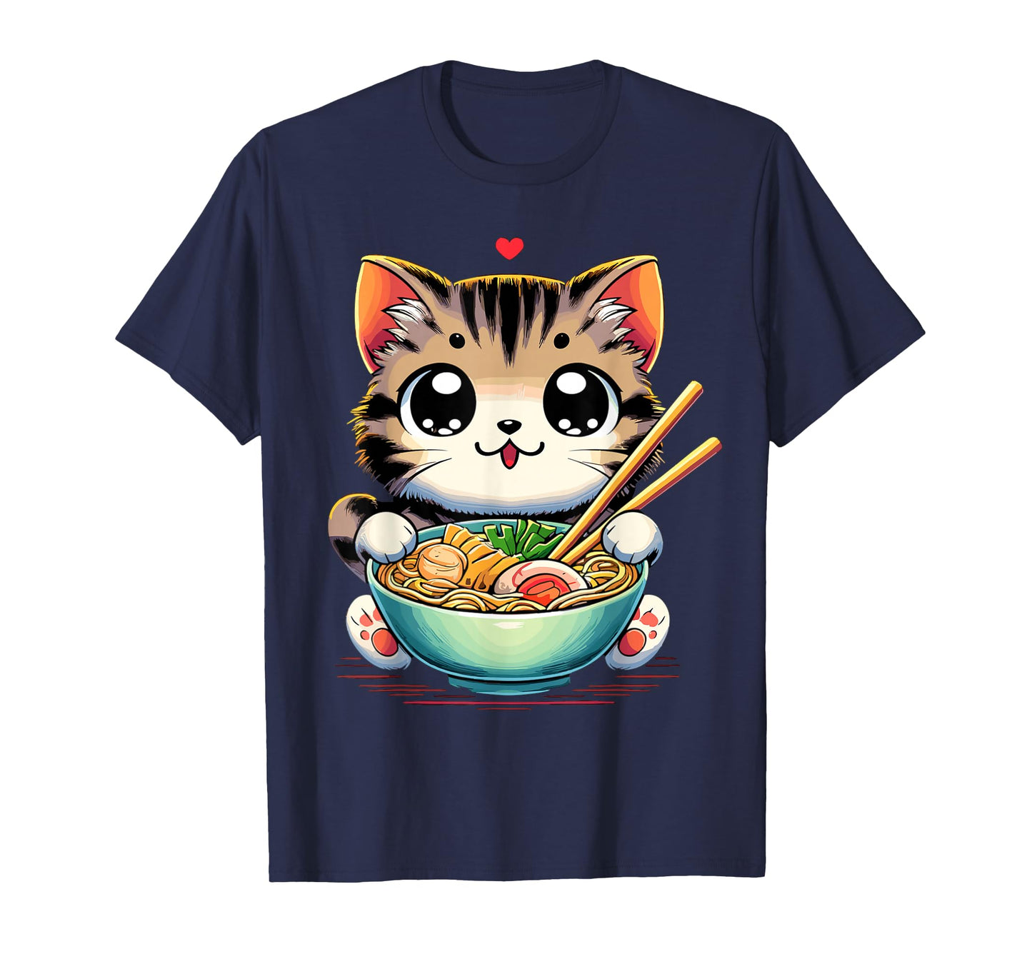 Cat Ramen Noodles Anime Kawaii Japanese Cat T-Shirt