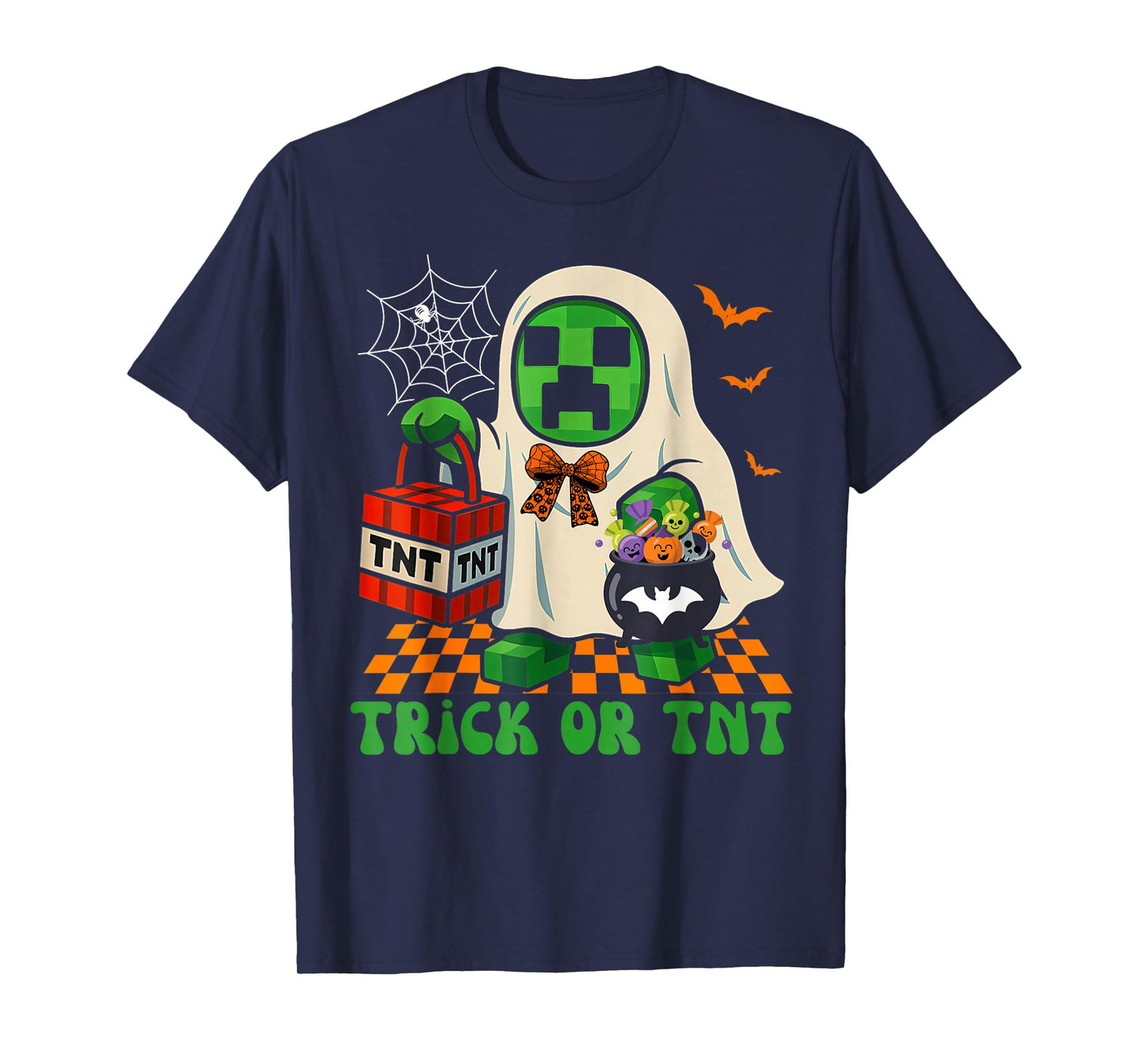 Funny Halloween Ghost Gamer Pixel Kids Boy Trick or TNT T-Shirt