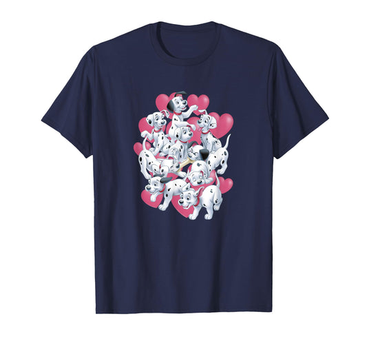 Disney 101 Dalmatians Valentine's Day Puppies & Hearts T-Shirt Small