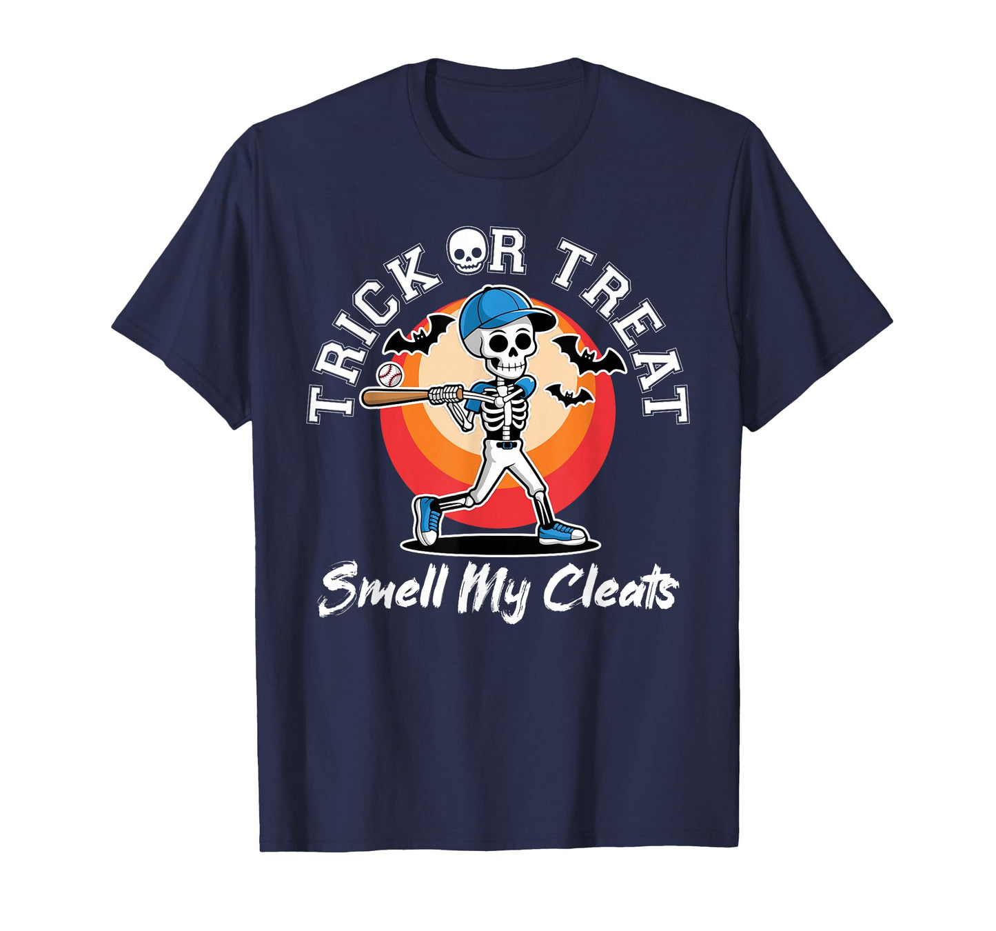 Trick Or Treat Smell My Cleats Halloween Skeleton Baseball T-Shirt