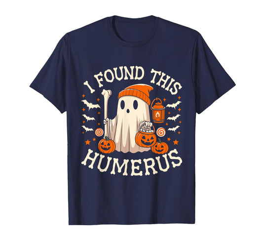 I Found This Humerus Funny Halloween Ghost Skeleton Women T-Shirt