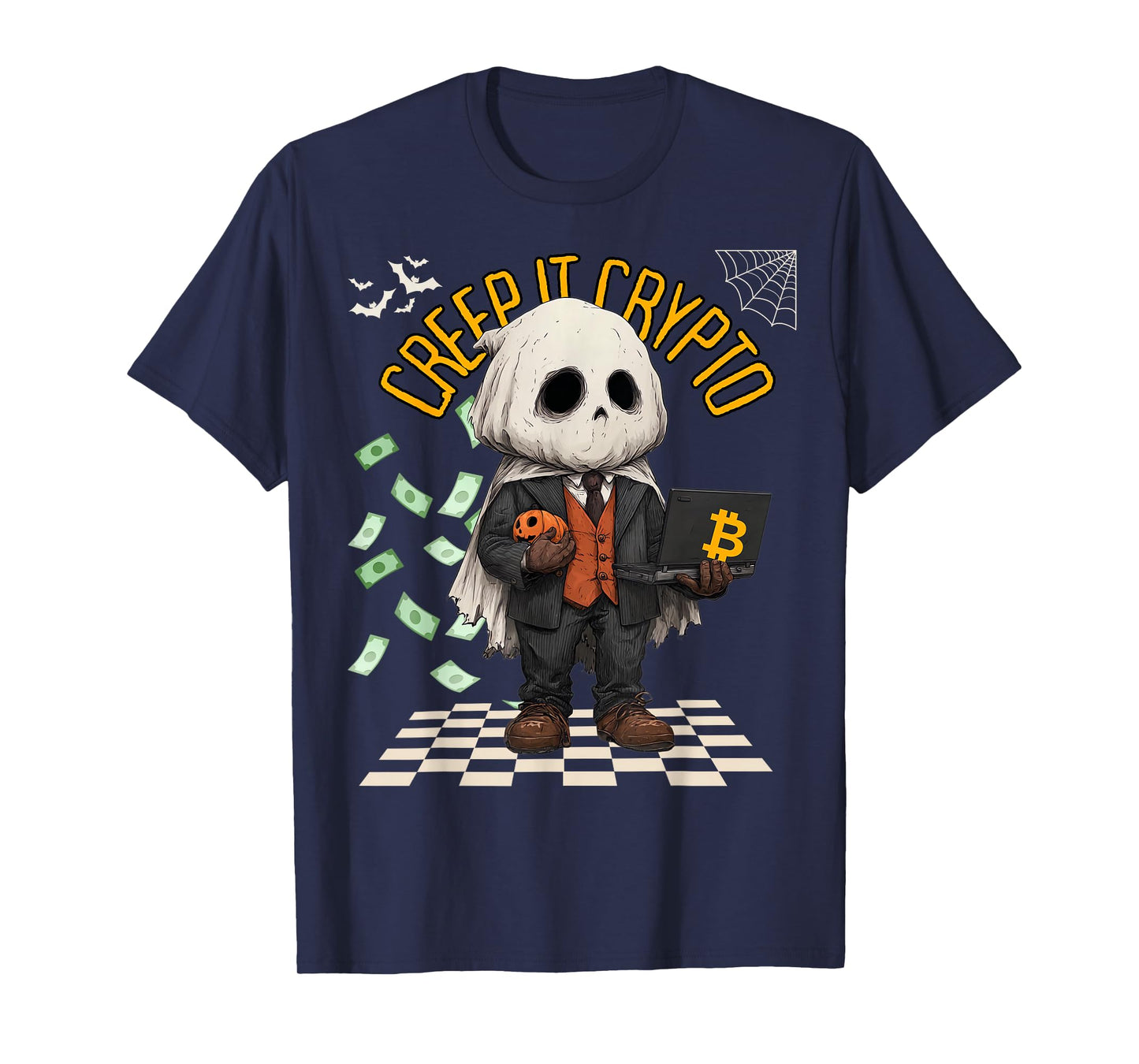Creep It Crypto Funny Bitcoin Halloween Ghost Design T-Shirt