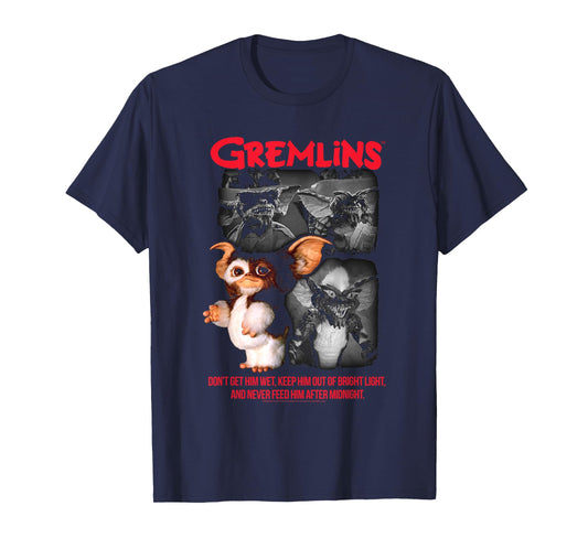 Gremlins Photo Collage with Three Rules Funny 80's Movie T-Shirt
