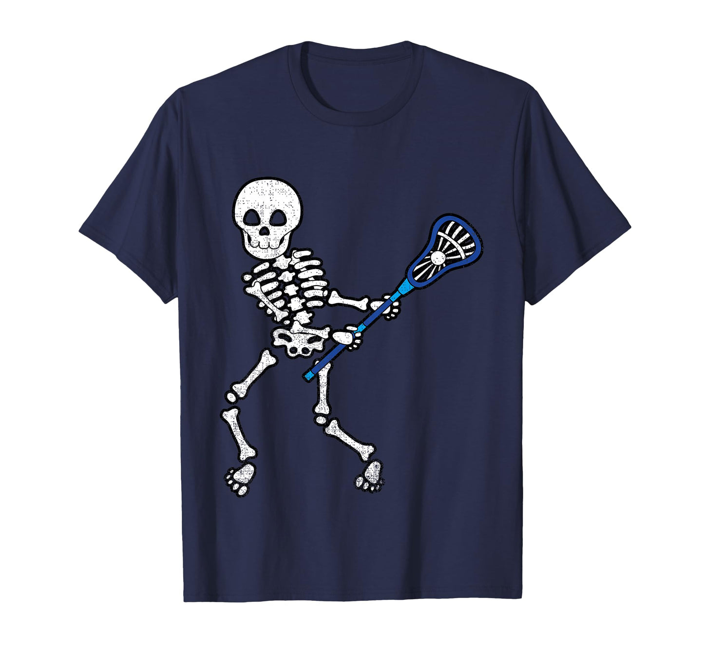 Kids Halloween Shirt Skeleton Lacrosse Sport Player Costume T-Shirt