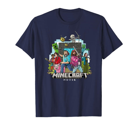 A Minecraft Movie Main Characters Group Shot Cartoon Style T-Shirt
