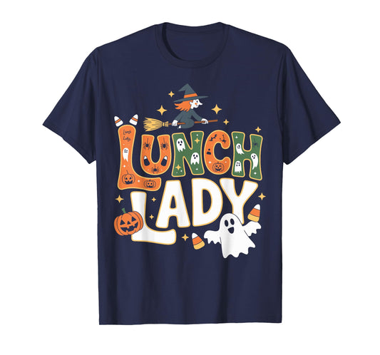 Halloween Lunch Lady Cute Witch Ghost Pumpkins T-Shirt
