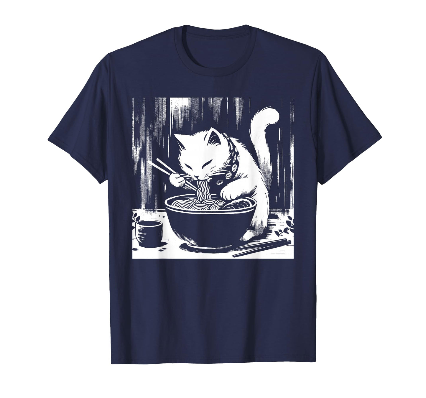 Retro Japanese Kawaii Anime Ramen Men Kids Women Cat Ramen T-Shirt