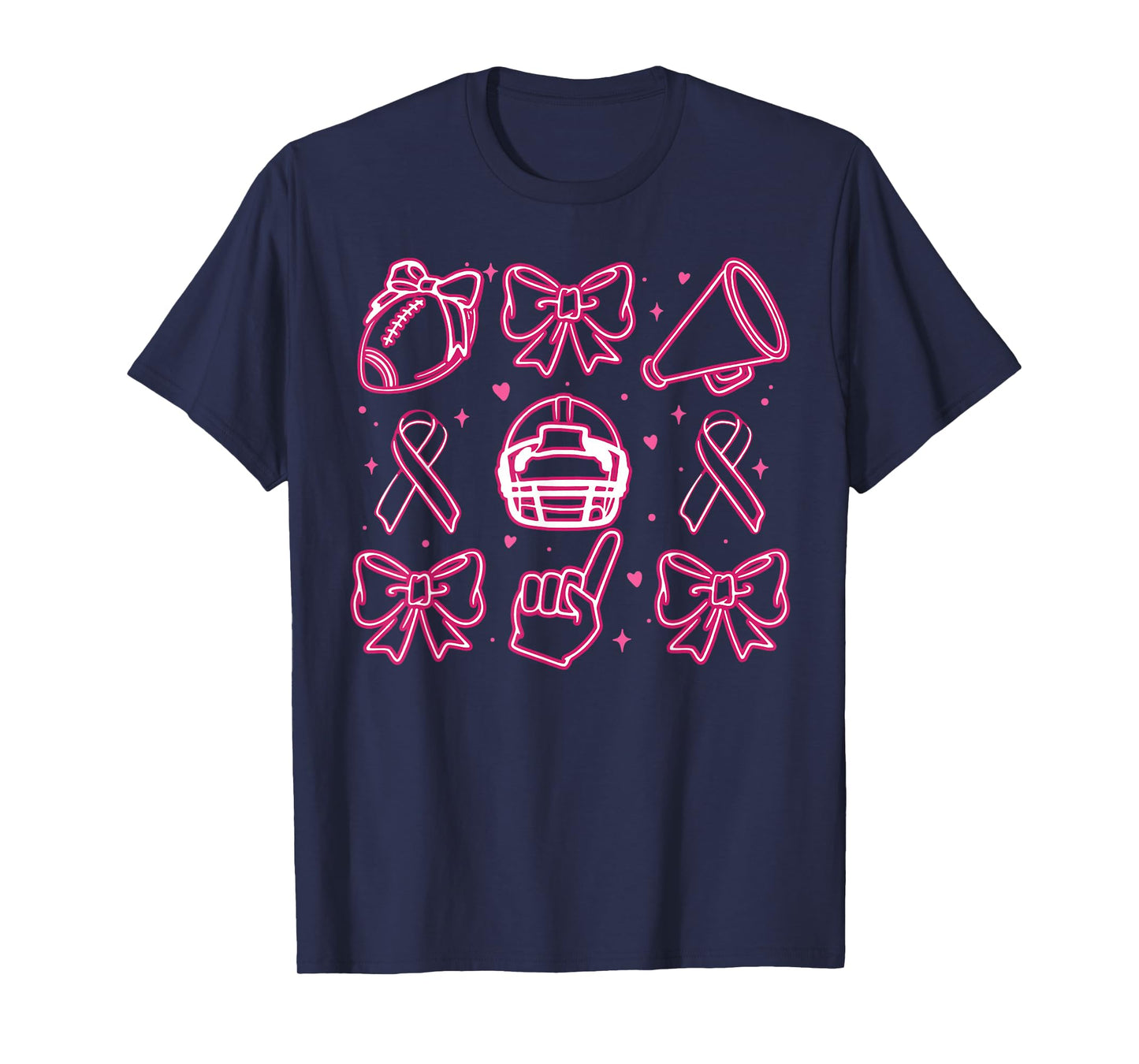 Coquette Bow Cheer Football Pink Out Breast Cancer Awareness T-Shirt
