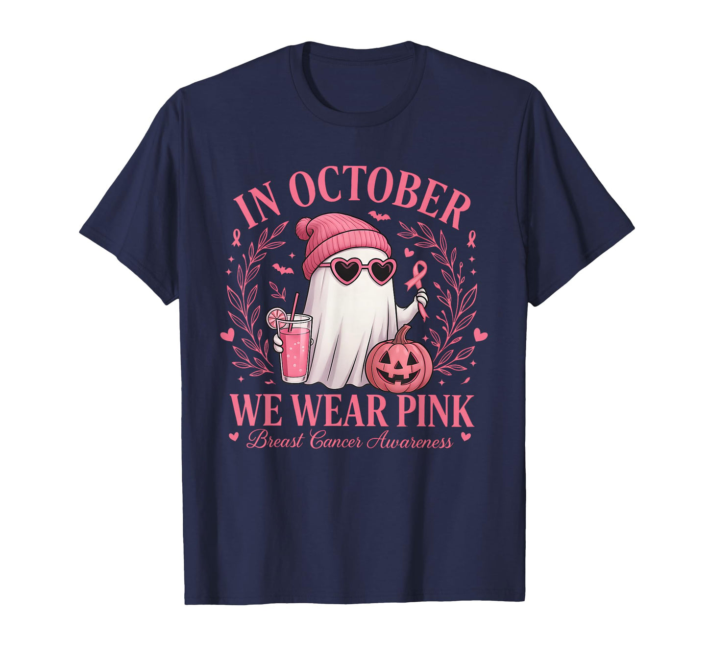 In October We Wear Pink Breast Cancer Awareness Halloween T-Shirt