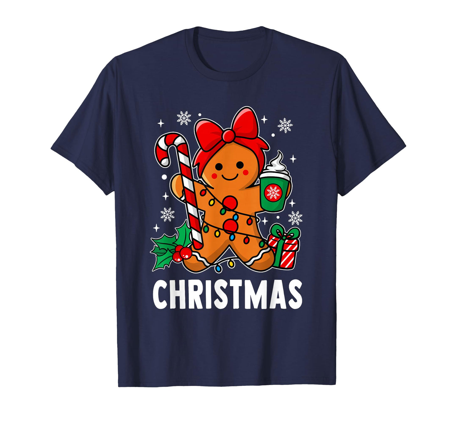 Christmas Merry Xmas Candy Cane Gingerbread Couples Pajama T-Shirt