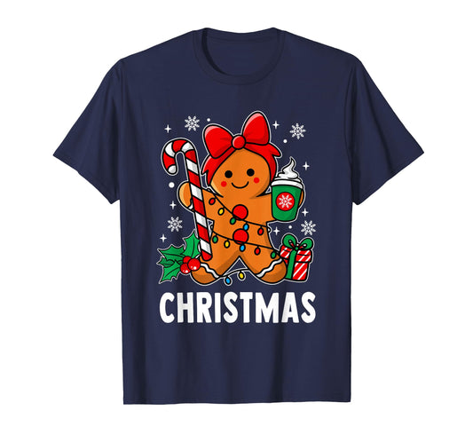 Christmas Merry Xmas Candy Cane Gingerbread Couples Pajama T-Shirt