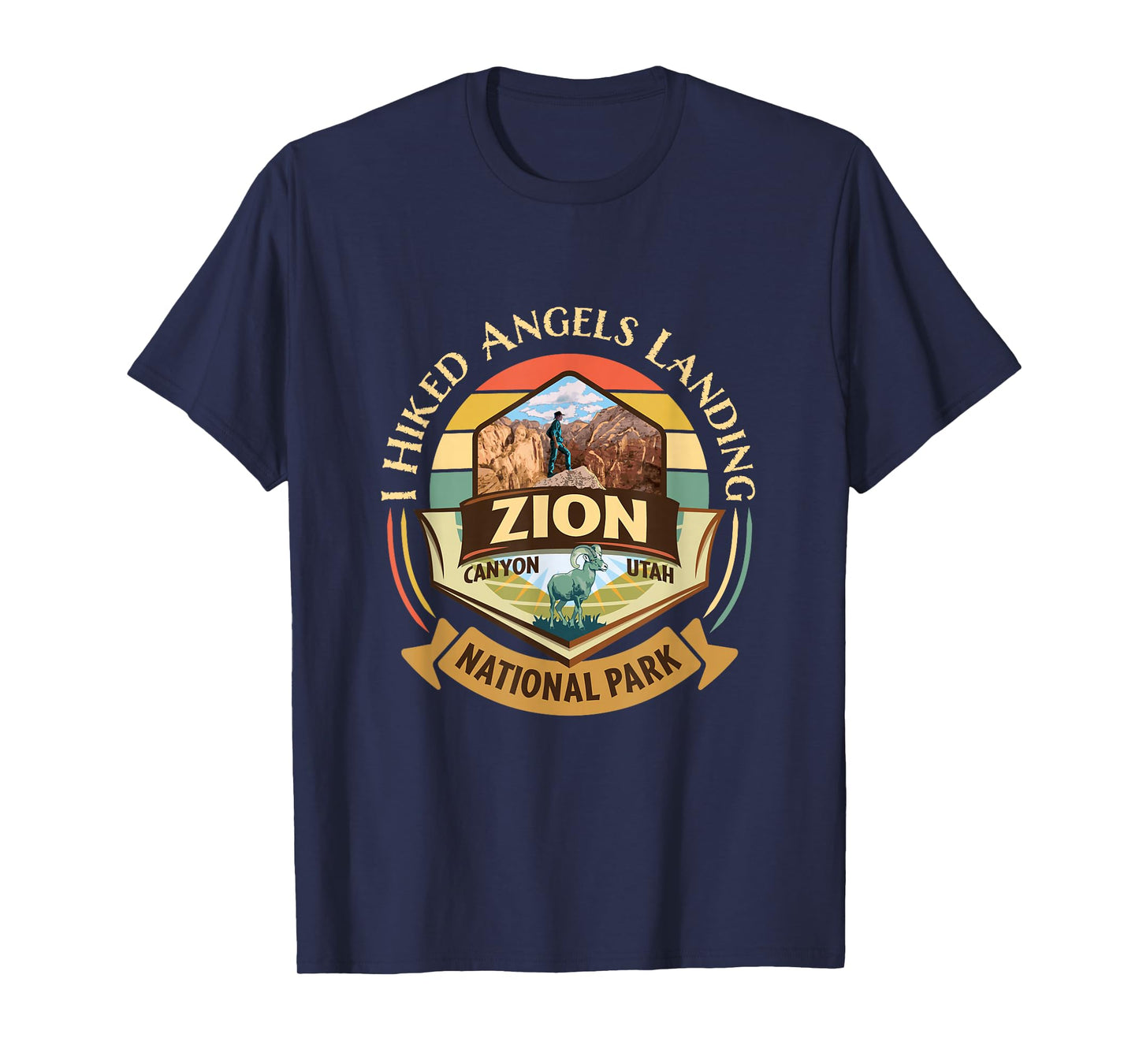 I Hiked Angels Landing Zion Retro Vintage Sunset Design T-Shirt
