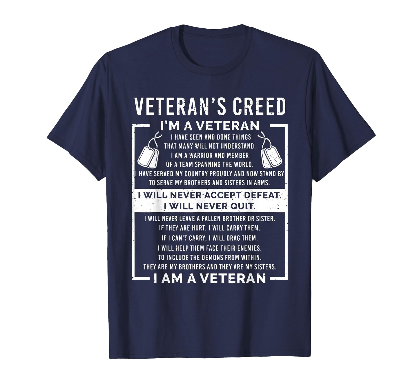 Veteran's Creed Patriot War USA Oath Grandpa T-Shirt Small