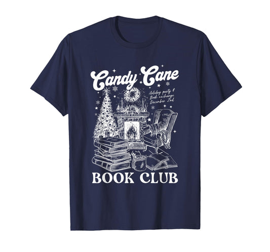 Bookish Christmas Candy Cane Book Club librarian Winter T-Shirt