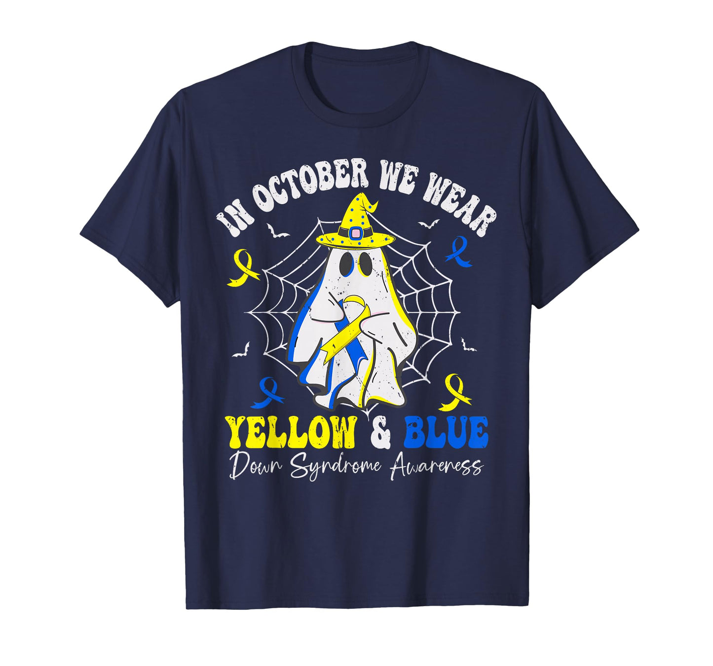 In October we Wear Yellow and Blue Down Syndrome Halloween T-Shirt