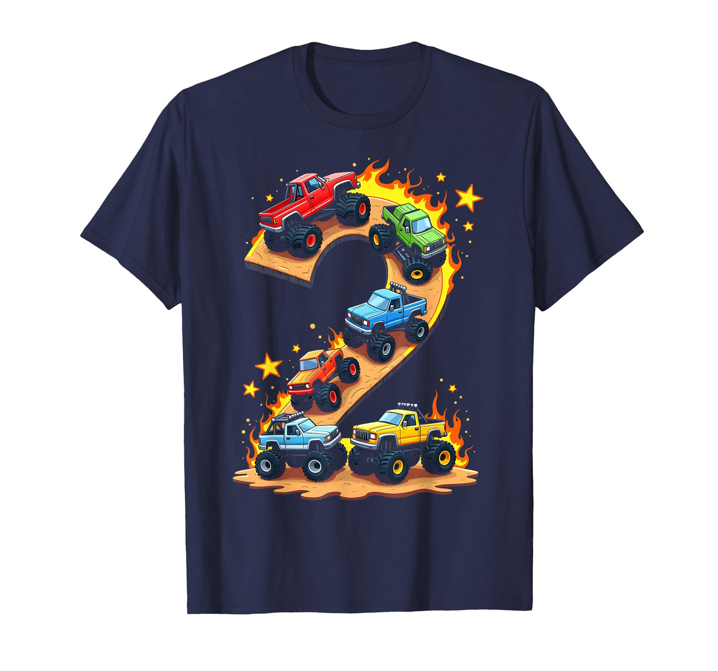 2 Year Old Monster Truck Boy Toddler 2nd Birthday Party T-Shirt