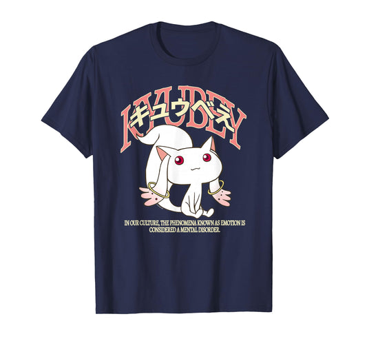 Madoka Magica Kyubey Varsity Style with Kanji Anime T-Shirt