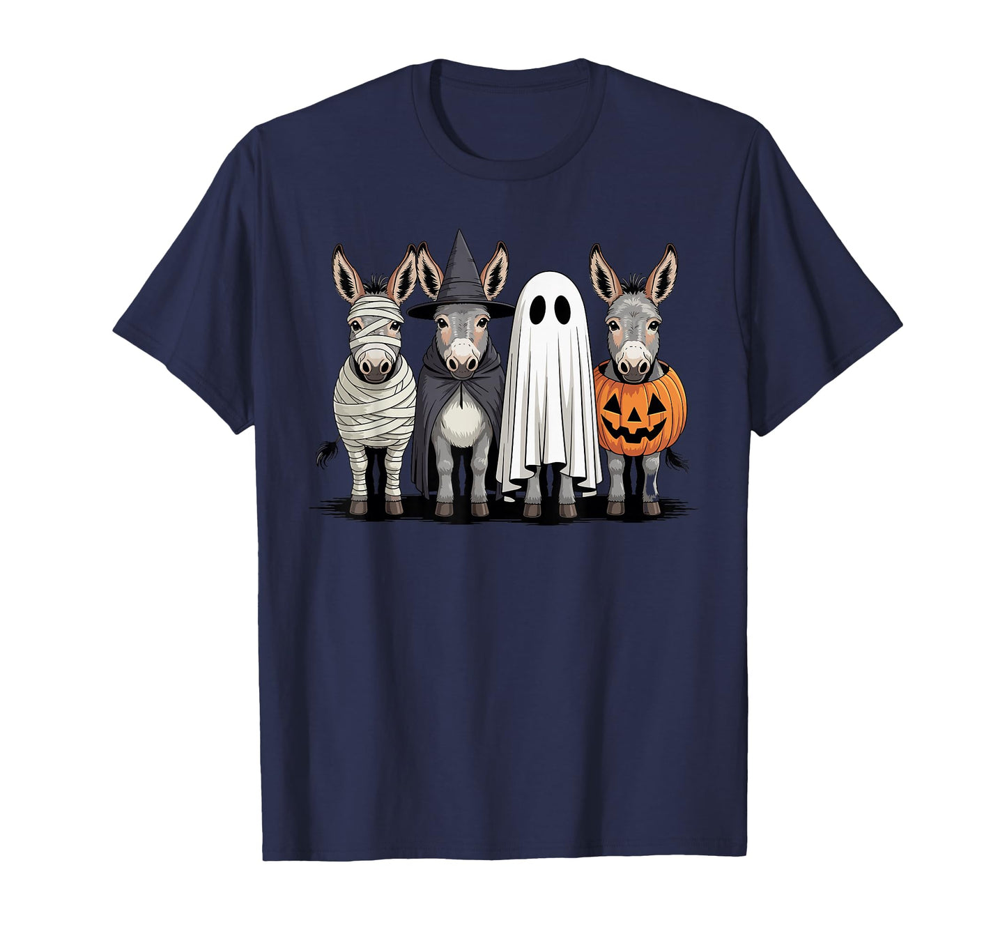 Spooky Ghost Donkey Pumpkin Halloween Skeleton T-Shirt