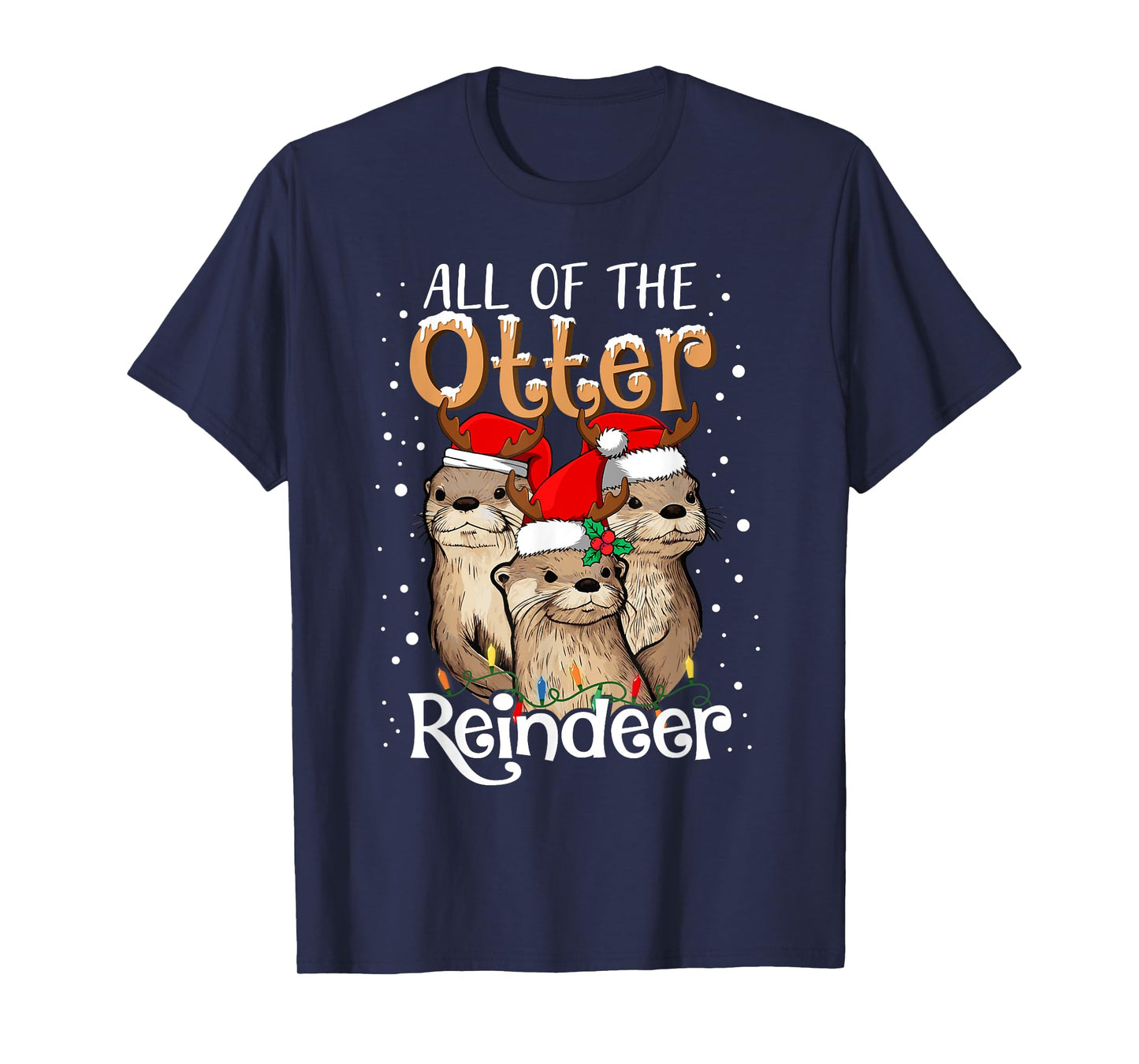 All of The Otter Reindeer Christmas Otters Santa Xmas Pajama T-Shirt