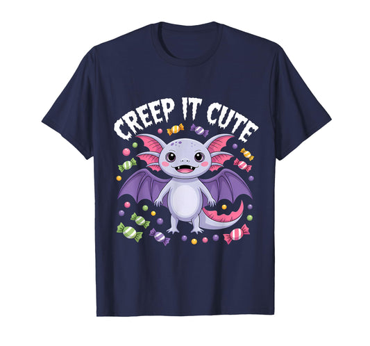 Creep It Cute Halloween Axolotl Monster Candy Design T-Shirt