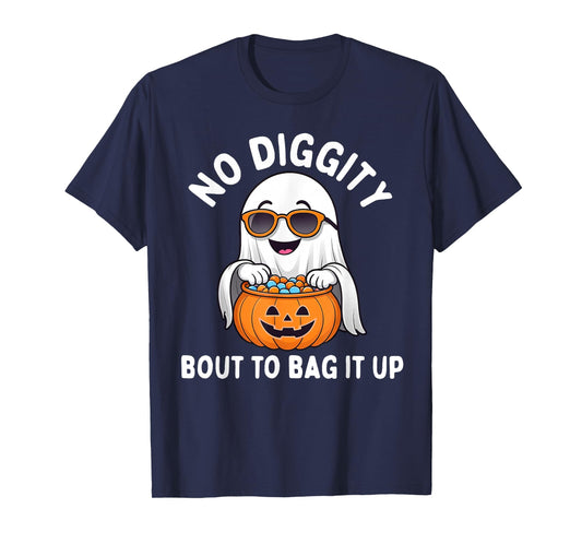 Halloween Ghost No Diggity Bout to Bag it Up Toddler Boys T-Shirt