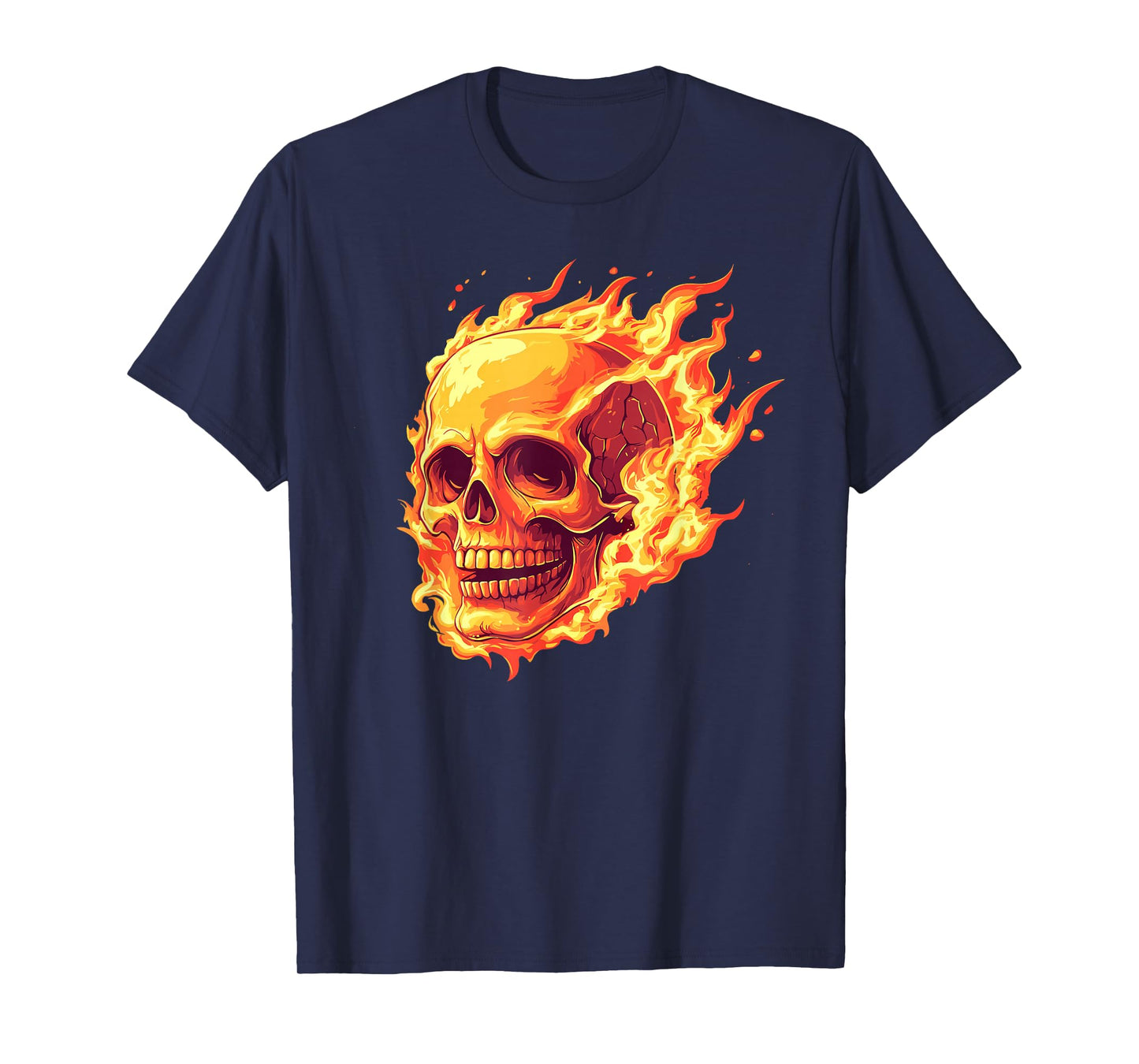 Skull on fire, flame, Rock, modern and design! T-Shirt