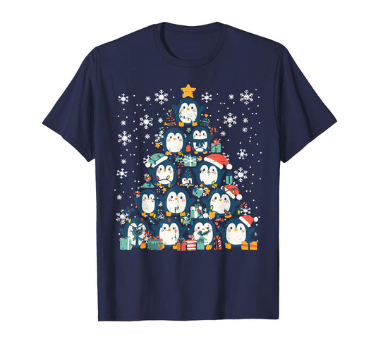 Penguin Christmas Tree Cute Xmas Girls Boys Kids Women Men T-Shirt