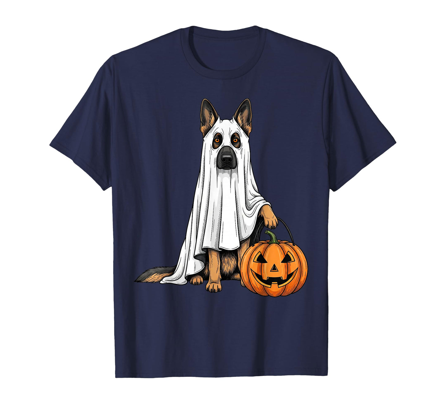 Funny German Shepherd Ghost Pumpkin Cute Spooky Dog Lover T-Shirt