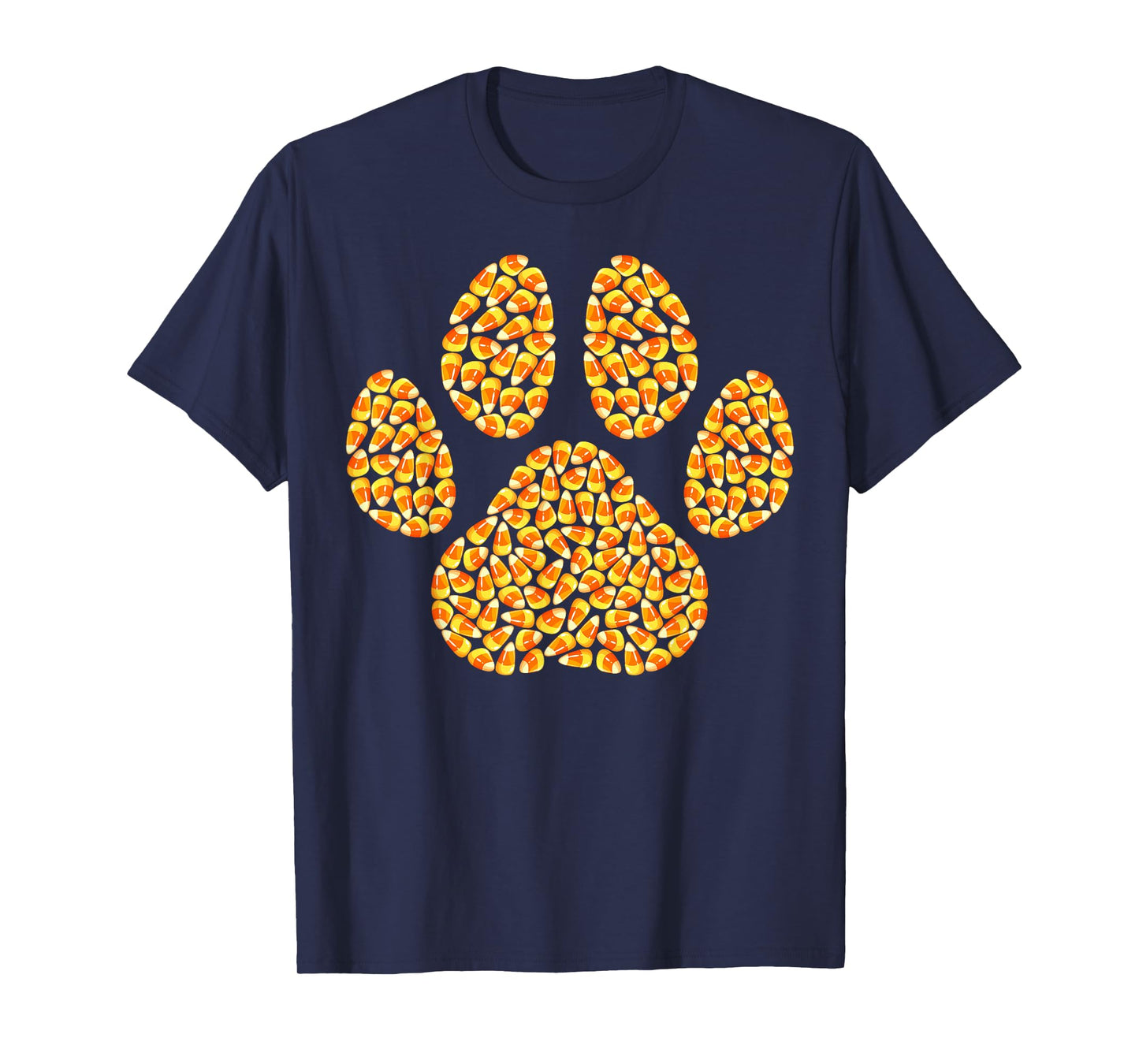 Funny Candy Corn Dog Paw Print Happy Halloween Day Kids Boys T-Shirt