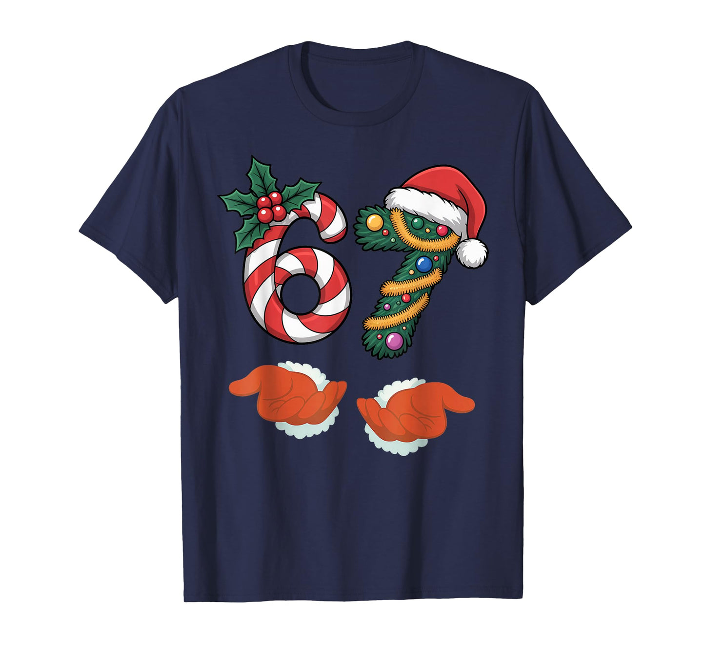 Viral 67 Candy Canes Christmas Tree with Hand Holiday 67 T-Shirt