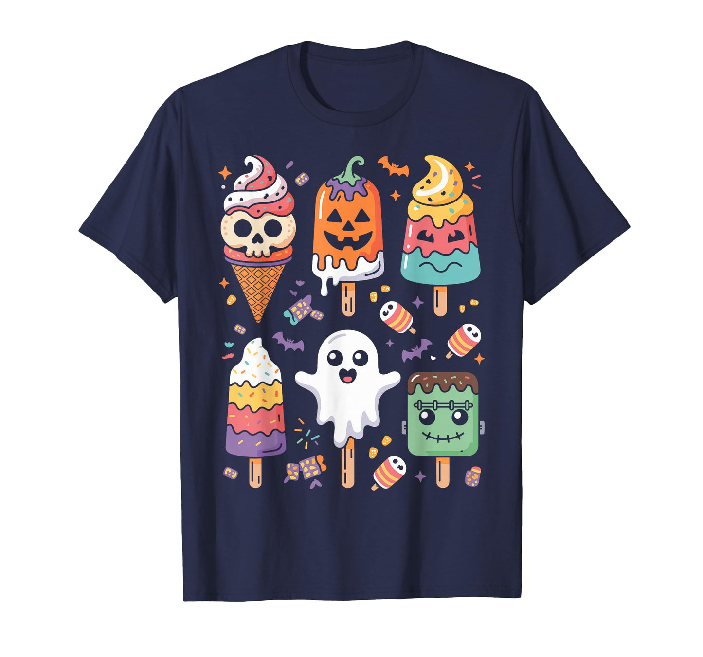 Horror Movies Summer Popsicle Halloween Ice Cream Summerween T-Shirt