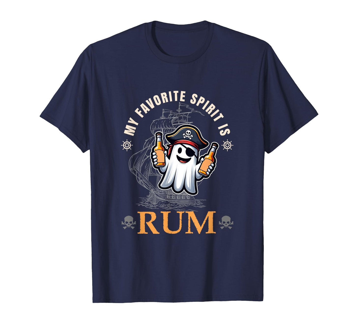 My Favorite Spirit Is Rum Funny Halloween Ghost Drinking T-Shirt