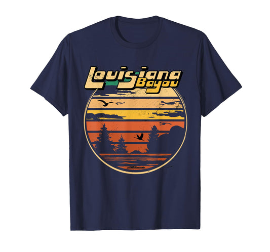 Louisiana Bayou Retro Vintage Distressed Swamp Landscape T-Shirt