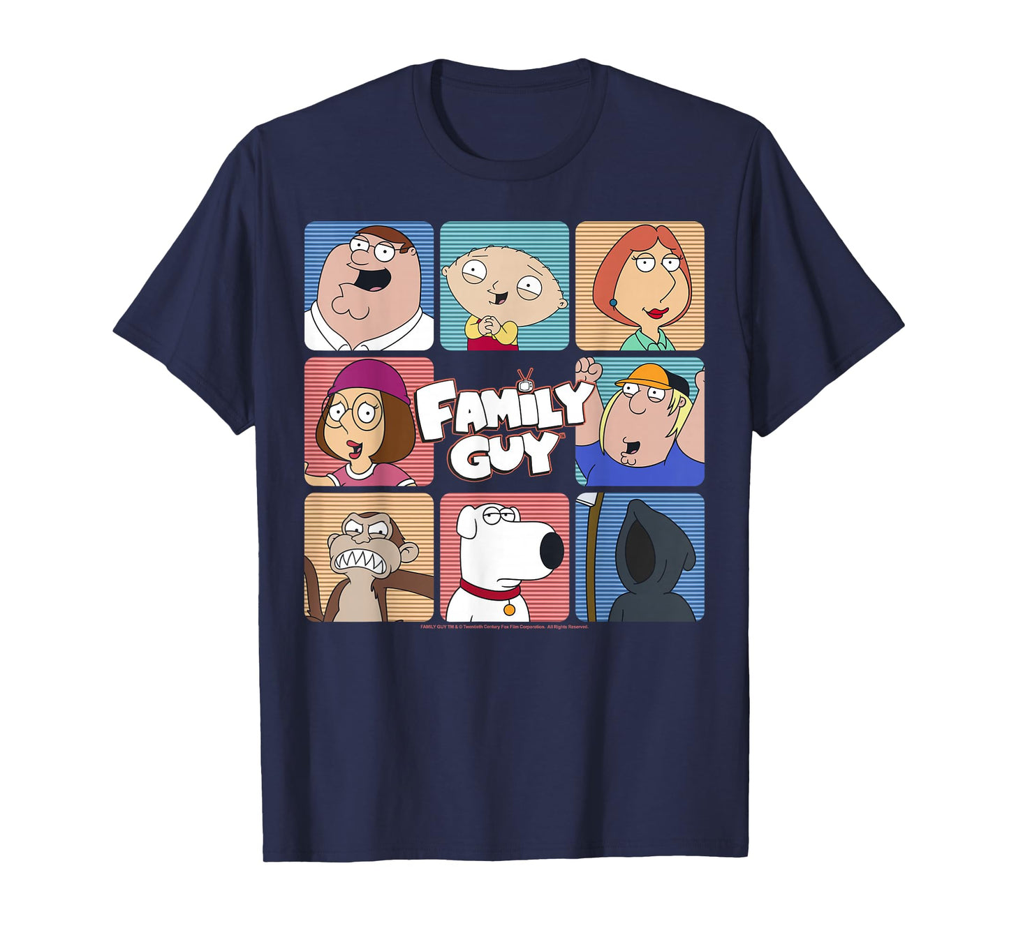 Family Guy Iconic Griffin Family Group Shot Big Chest Panels T-Shirt